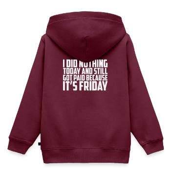 ES IST FREITAG SARKASTISCH - Kinder Premium Organic Hoodie - Burgunderrot - Hinten - AI Model Kid Female (0cm)