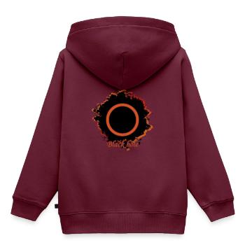 Black hole - Schwarzes Loch - Kinder Premium Organic Hoodie - Burgunderrot - Hinten - AI Model Kid Female (0cm)