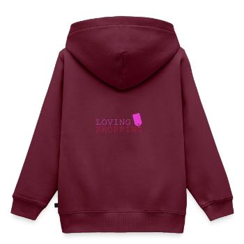Shopping loving - Einkaufen liebe - Kinder Premium Organic Hoodie - Burgunderrot - Hinten - AI Model Kid Female (0cm)