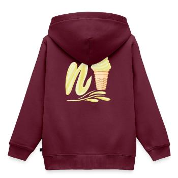 N'ice Softeis-Emoji mit Buchstaben N Vanille - Kinder Premium Organic Hoodie - Burgunderrot - Hinten - AI Model Kid Female (0cm)