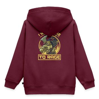 I would like to rage rpg funny , Rpg, Gaming - Kinder Premium Organic Hoodie - Burgunderrot - Hinten - AI Model Kid Female (0cm)