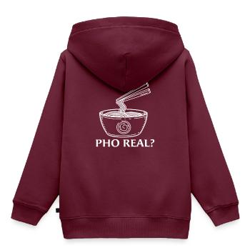 Pho real funny , Pho, Vietnamese - Kinder Premium Organic Hoodie - Burgunderrot - Hinten - AI Model Kid Female (0cm)