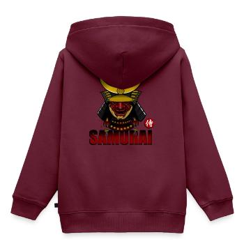 Samurai - Kinder Premium Organic Hoodie - Burgunderrot - Hinten - AI Model Kid Female (0cm)