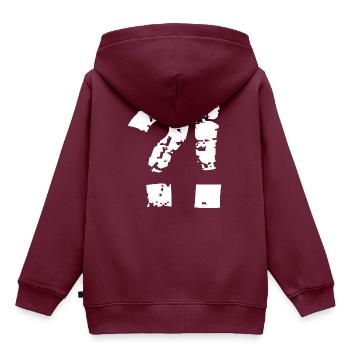 Fragezeichen Ausrufezeichen Comicstyle. - Kinder Premium Organic Hoodie - Burgunderrot - Hinten - AI Model Kid Female (0cm)