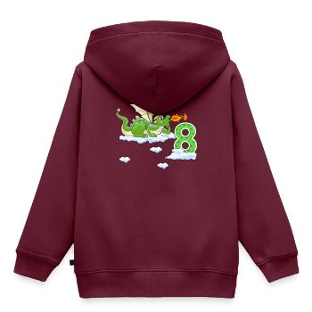 Drache 8 Jahre Jungen 8. Geburtstag - Kinder Premium Organic Hoodie - Burgunderrot - Hinten - AI Model Kid Female (0cm)