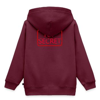 Top Secret - Kinder Premium Organic Hoodie - Burgunderrot - Hinten - AI Model Kid Female (0cm)
