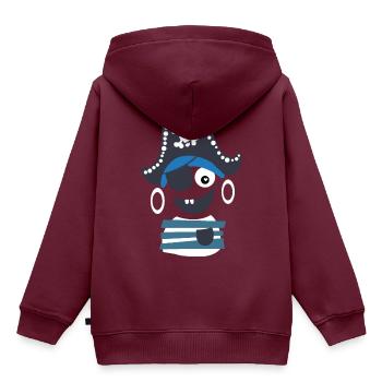Pirat - Kinder Premium Organic Hoodie - Burgunderrot - Hinten - AI Model Kid Female (0cm)