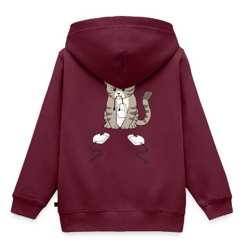 Traurige pelzige Katze - Kinder Premium Organic Hoodie - Burgunderrot - Hinten - AI Model Kid Female (0cm)