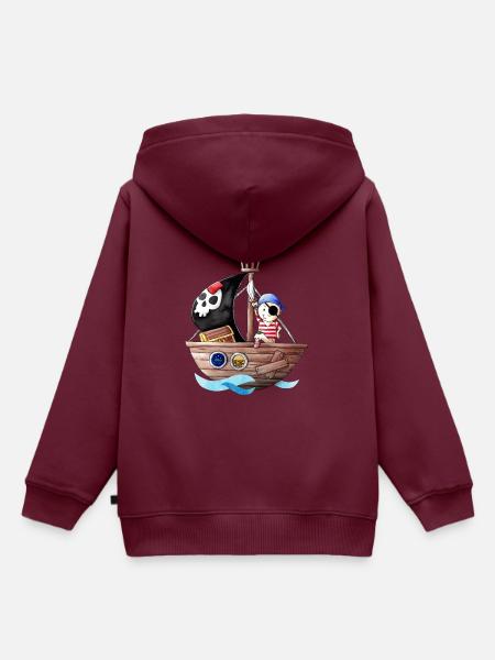 Kleiner Pirat mit seinem Schiff - Kinder Premium Organic Hoodie - Burgunderrot