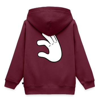 Hand Low | Black/White - Kinder Premium Organic Hoodie - Burgunderrot - Hinten - AI Model Kid Female (0cm)