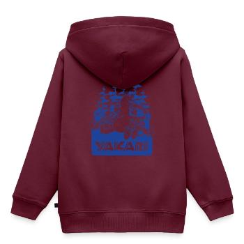 Yakari Bär mit Yakari und Regenbogen - Kinder Premium Organic Hoodie - Burgunderrot - Hinten - AI Model Kid Female (0cm)