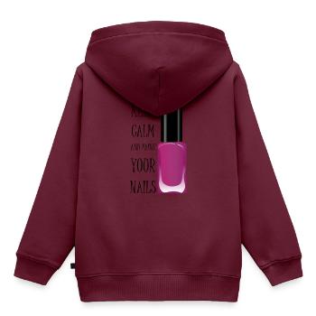 Bleib locker und lakier deine Nägel - Kinder Premium Organic Hoodie - Burgunderrot - Hinten - AI Model Kid Female (0cm)
