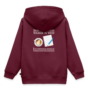 Lehrer Lehrerin Verwandle Kaffee in Unterricht - Kinder Premium Organic Hoodie - Burgunderrot - Hinten - AI Model Kid Female (0cm)