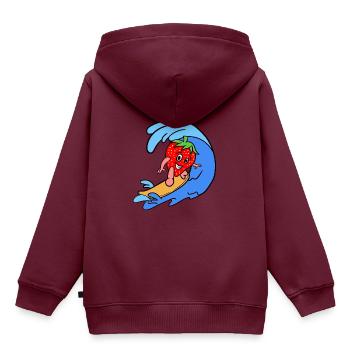 Sportliche Erdbeere - Kinder Premium Organic Hoodie - Burgunderrot - Hinten - AI Model Kid Female (0cm)