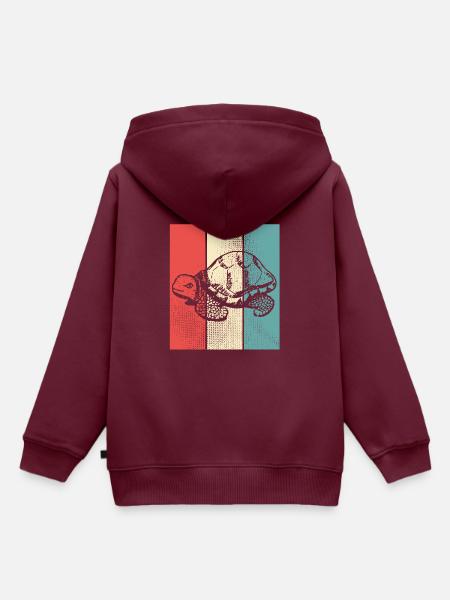 Schildkröte retro Style - Kinder Premium Organic Hoodie - Burgunderrot