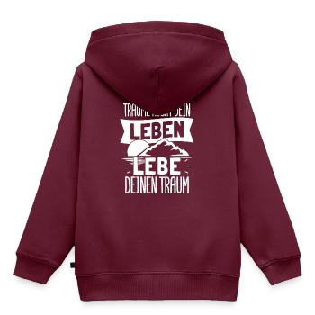 Träume Nicht Dein Leben, Lebe Deinen Traum - Kinder Premium Organic Hoodie - Burgunderrot - Hinten - AI Model Kid Female (0cm)