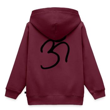 OM - Kinder Premium Organic Hoodie - Burgunderrot - Hinten - AI Model Kid Female (0cm)