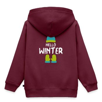 Winter Mütze Handschuhe - Kinder Premium Organic Hoodie - Burgunderrot - Hinten - AI Model Kid Female (0cm)