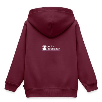 Junior Entwickler - Kinder Premium Organic Hoodie - Burgunderrot - Hinten - AI Model Kid Female (0cm)