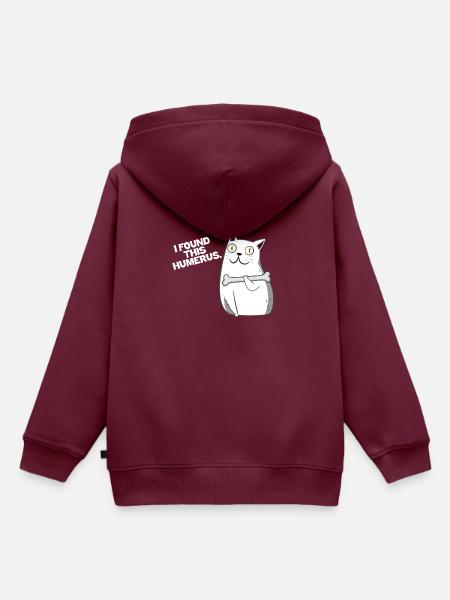 Katze Knochen Humerus - Kinder Premium Organic Hoodie - Burgunderrot