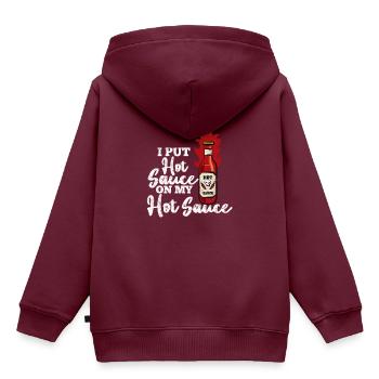 Scharfe Sosse - Kinder Premium Organic Hoodie - Burgunderrot - Hinten - AI Model Kid Female (0cm)