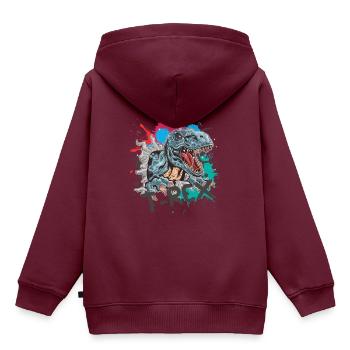 T-Rex - Kinder Premium Organic Hoodie - Burgunderrot - Hinten - AI Model Kid Female (0cm)
