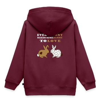 Everybunny needs somebunny to love - Hasen Liebe - Kinder Premium Organic Hoodie - Burgunderrot - Hinten - AI Model Kid Female (0cm)