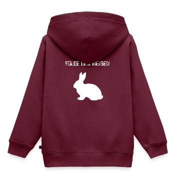 Folge dem weißen Kaninchen - Matrix - Kinder Premium Organic Hoodie - Burgunderrot - Hinten - AI Model Kid Female (0cm)