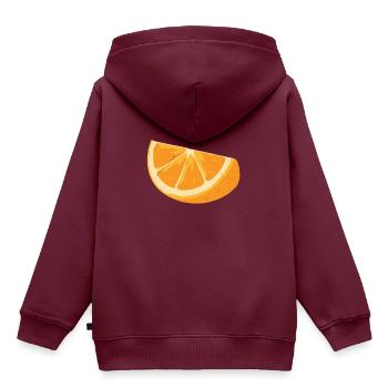 Orange Slice - Kinder Premium Organic Hoodie - Burgunderrot - Hinten - AI Model Kid Female (0cm)