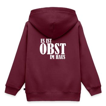 Es ist Obst im Haus - Kinder Premium Organic Hoodie - Burgunderrot - Hinten - AI Model Kid Female (0cm)