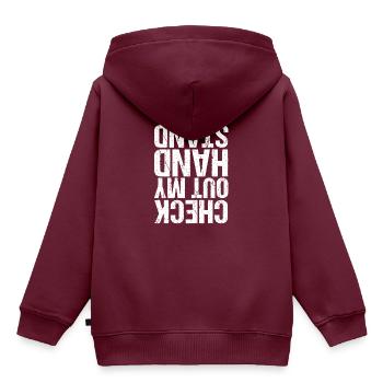 Handstand - Kinder Premium Organic Hoodie - Burgunderrot - Hinten - AI Model Kid Female (0cm)