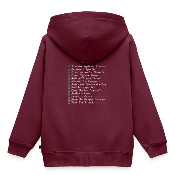 Bestellen Sie die Shepards-To-Do-Liste - Kinder Premium Organic Hoodie - Burgunderrot - Hinten - AI Model Kid Female (0cm)