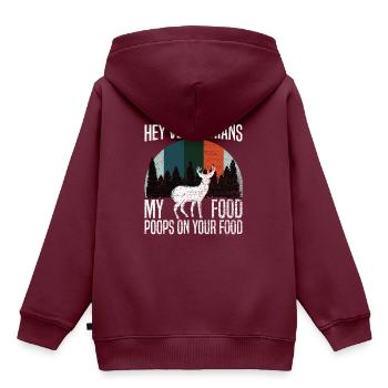 Anti Vegetarier Fleischesser Geschenk - Kinder Premium Organic Hoodie - Burgunderrot - Hinten - AI Model Kid Female (0cm)