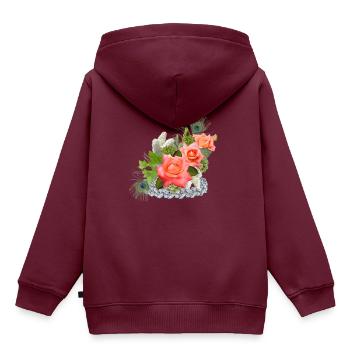 Blumen mit Schmuck - Kinder Premium Organic Hoodie - Burgunderrot - Hinten - AI Model Kid Female (0cm)