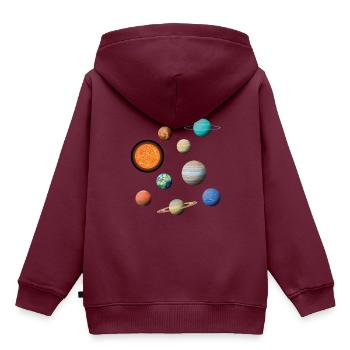 Weltraum Sonnensystem Universum Planeten - Kinder Premium Organic Hoodie - Burgunderrot - Hinten - AI Model Kid Female (0cm)
