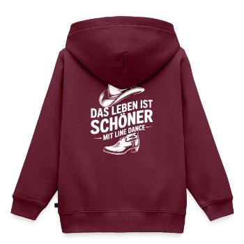 Das Leben ist schöner mit Line Dance - Kinder Premium Organic Hoodie - Burgunderrot - Hinten - AI Model Kid Female (0cm)