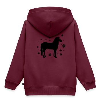 Pferd Reiten Reitsport Hengst Ross - Kinder Premium Organic Hoodie - Burgunderrot - Hinten - AI Model Kid Female (0cm)