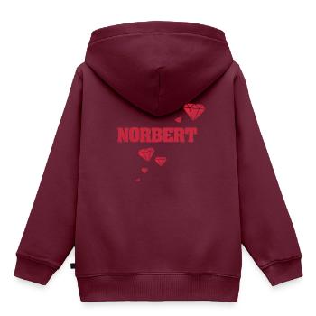 Geschenkidee Norbert - Kinder Premium Organic Hoodie - Burgunderrot - Hinten - AI Model Kid Female (0cm)