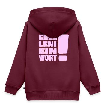 Eine Leni ein Wort - Kinder Premium Organic Hoodie - Burgunderrot - Hinten - AI Model Kid Female (0cm)