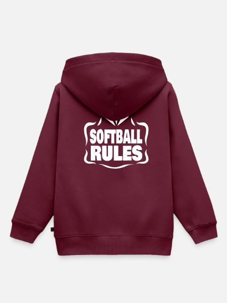 Perfect because Softball Rules - Kinder Premium Organic Hoodie - Burgunderrot