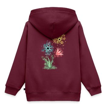 Flowers - Bunte Blumen - Kinder Premium Organic Hoodie - Burgunderrot - Hinten - AI Model Kid Female (0cm)