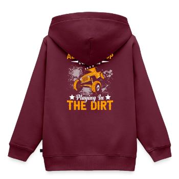Playing In The Dirt Motocross Dirt Bike - Kinder Premium Organic Hoodie - Burgunderrot - Hinten - AI Model Kid Female (0cm)