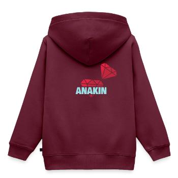Edel Anakin - Kinder Premium Organic Hoodie - Burgunderrot - Hinten - AI Model Kid Female (0cm)