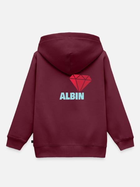 Diamant Albin - Kinder Premium Organic Hoodie - Burgunderrot