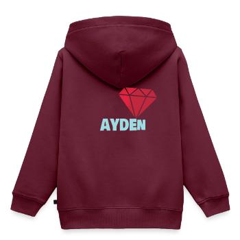 Edel Ayden - Kinder Premium Organic Hoodie - Burgunderrot - Hinten - AI Model Kid Female (0cm)