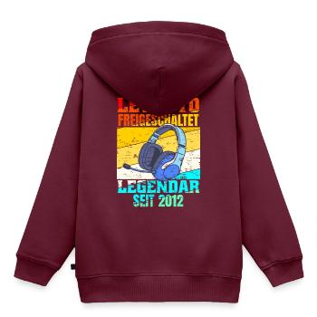 Level 10 freigeschaltet - Kinder Premium Organic Hoodie - Burgunderrot - Hinten - AI Model Kid Female (0cm)
