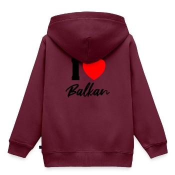 i love balkan - Kinder Premium Organic Hoodie - Burgunderrot - Hinten - AI Model Kid Female (0cm)