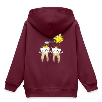 Gesunde Zähne - Kinder Premium Organic Hoodie - Burgunderrot - Hinten - AI Model Kid Female (0cm)