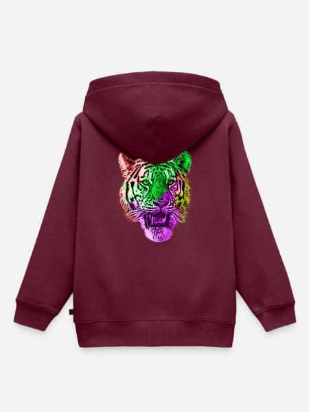 Tiger Tiere Tierrechte - Kinder Premium Organic Hoodie - Burgunderrot