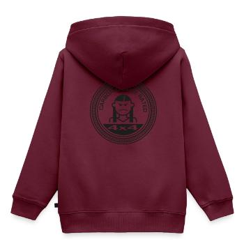 The "Rated" Stickers: CO2 - Kinder Premium Organic Hoodie - Burgunderrot - Hinten - AI Model Kid Female (0cm)
